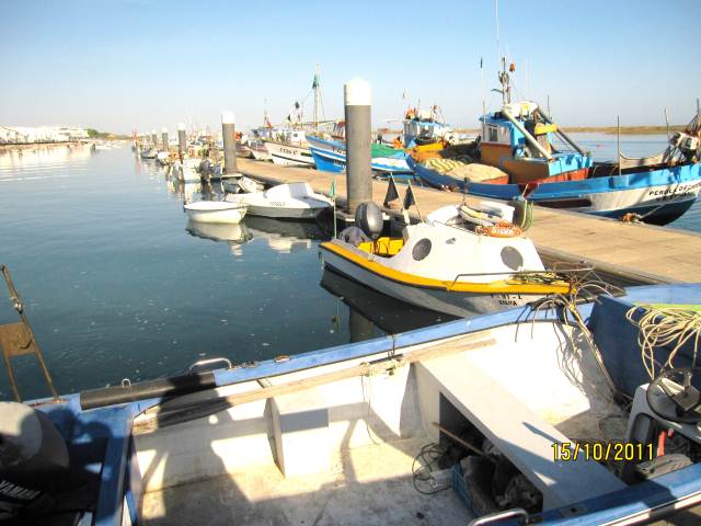 Cabanas fishing boats in the Algarve Portugal